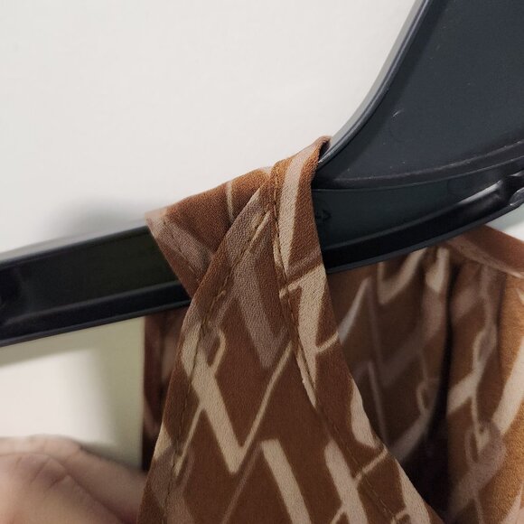 Worthington Sleeveless Halter Style Tank Top Blouse Pattern Brown Tan Medium - Picture 5 of 7